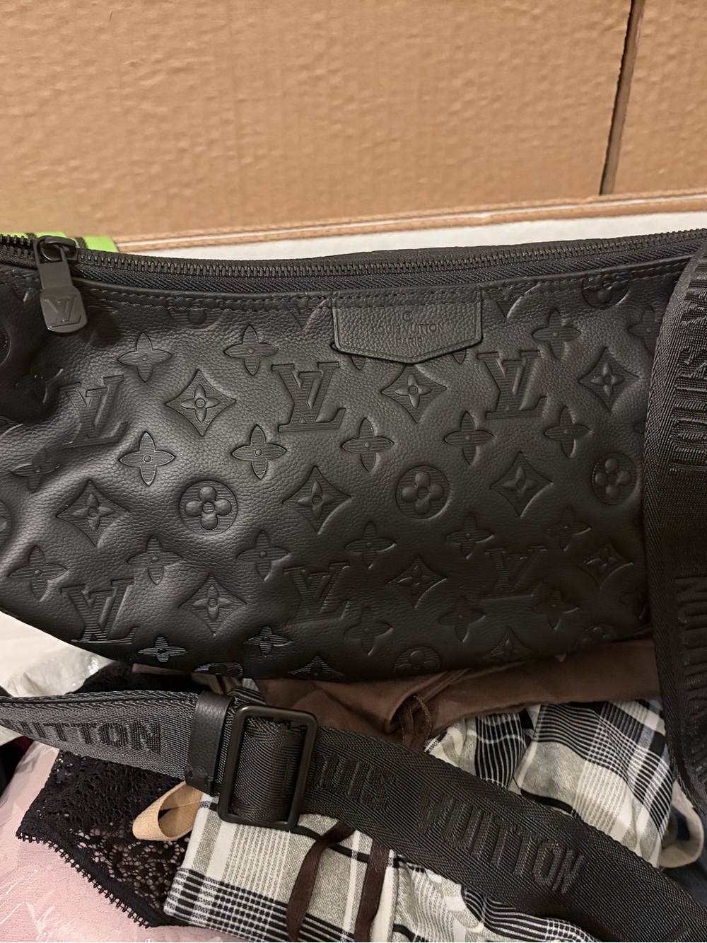 Louis Vuitton Black Embossed Monogram shoulder Bag